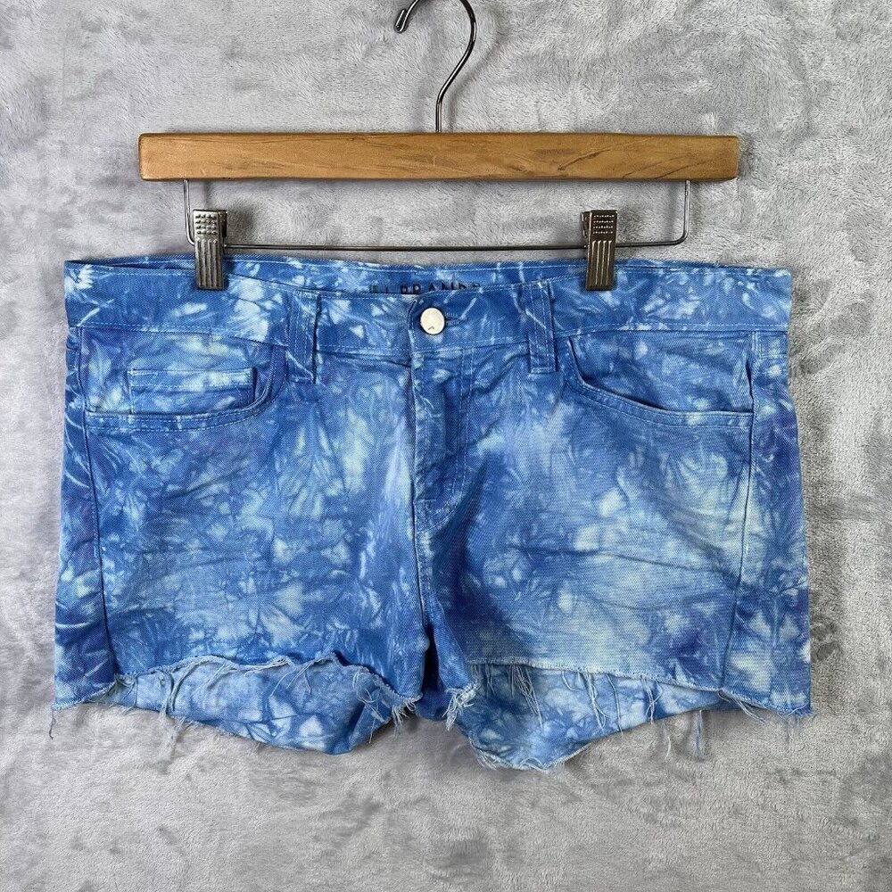 J Brand Tie-Dye Women’s Shorts‎ Size 30 Blue Denim Summer Distressed Raw Hem
